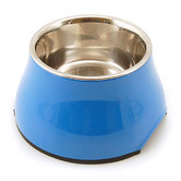 Dogit Elevated Bowl, melamine and stainless, blue, 6.3" 