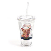 Pit Bull Reusable Cup with straw and lid, plastic, 16 oz