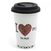 "I Heart My Pit Bull" Mug with lid, ceramic, 10 oz